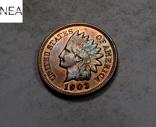1903 Indian Head Penny Cent ~ Almost Uncirculated AU Red/BN ~ (ZI124)