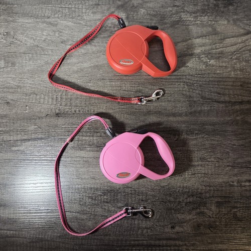 Lot Of 2 Flexi Classic Red Retractable Cord Dog Leash 16 Ft 44lb Made in Germany