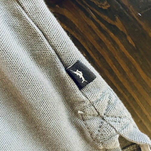Tommy Bahama Polo Shirt Mens XL Gray Geometric Weave Silk Cotton Short Sleeve - Picture 3 of 9
