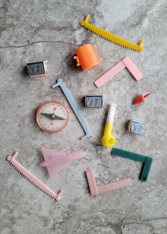 Vintage Cracker Jack Cereal Prize Lot Gumball Charms Vending Toys Nostalgia Mix