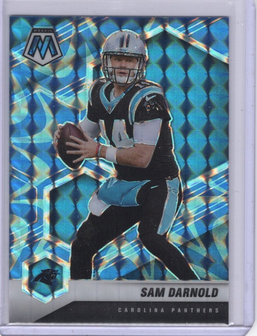 2021 Panini Mosaic Blue Reactive Prizm #155 Sam Darnold Carolina Panthers