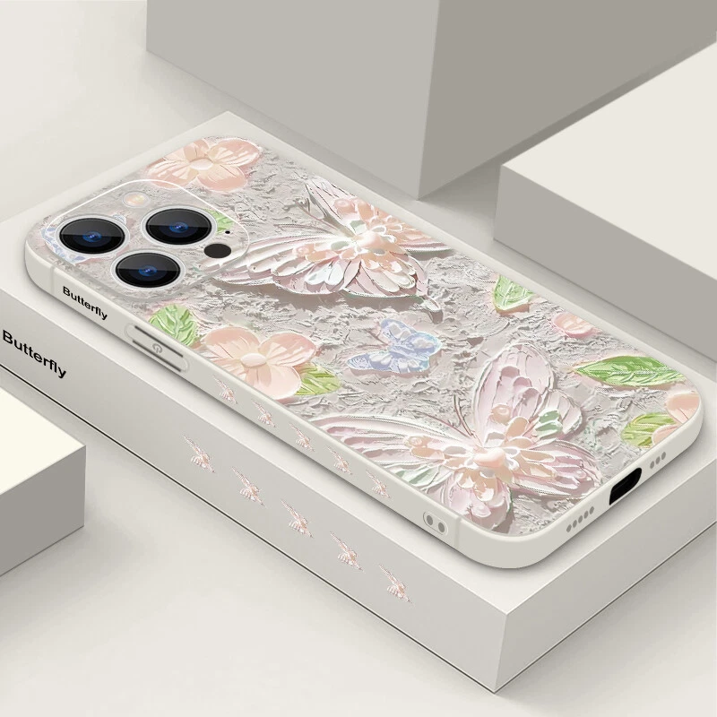 For iPhone 16 15 14 Pro Max 13 12 Mini 11 XR Butterfly Phone Case With Lanyard - Image 3 of 4