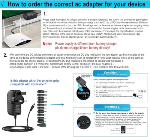 24V 2A AC adapter switching power supply with 11 DC plug tips AC to DC 24Volt... - Picture 4 of 11