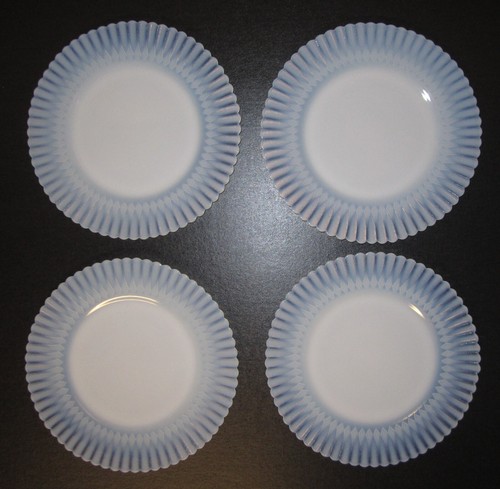 MacBeth Evans Monax White Petalware Opalescent 8" Salad Plates 4 Pc