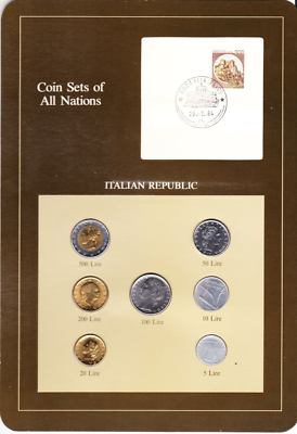 Coin All Nations ITALY Uncirculated 7 Coin set Collection 1979-85