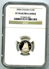 2004 CANADA SILVER PROOF 10 CENT NGC PF70 UCAM DIME SUPER RARE ONLY 1 KNOWN