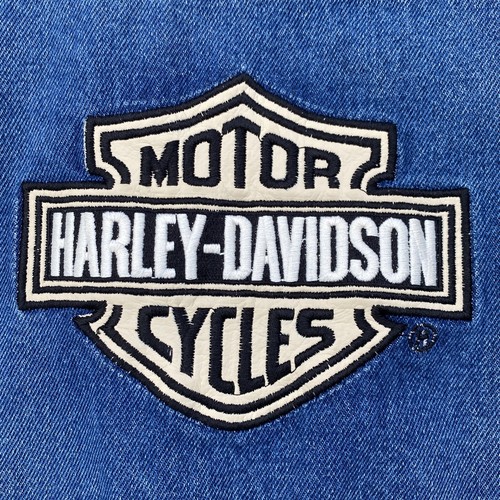 Vintage Harley-Davidson Embroidered Denim Tracker Jean Jacket Kids 7 Long Sleeve - Picture 9 of 12