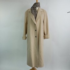 Jofeld Womens 10 Overcoat & Scarf Wool Blend Beige Trench Coat