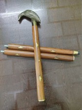Raven Walking Cane Full Black Bamboo Style Wooden Stick with Aluminum Raven Gift
