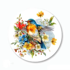 Pretty Bird in Wildflowers Favors Scrapbook Stickers Labels Envelope Seals