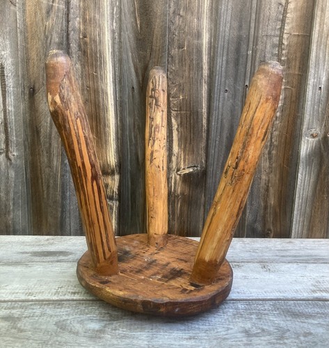 Vintage Ironbark Wooden Three Legged Milking Stool, Solid Hand Crafted Wood - Picture 12 of 24