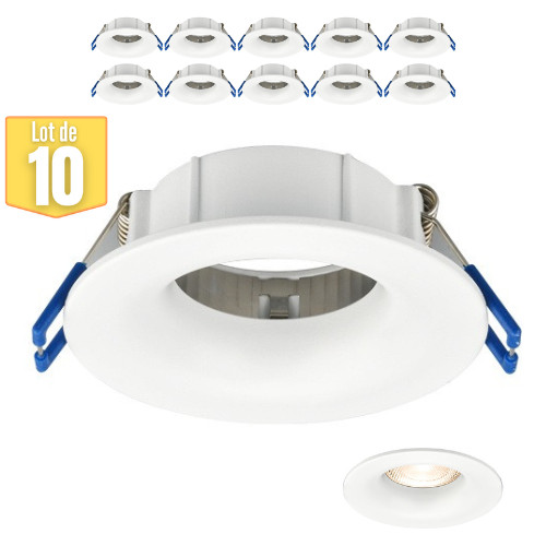 Fixations spots BRAYTRON Tetra-D collerette fixe blanche de 88mm pack de 10