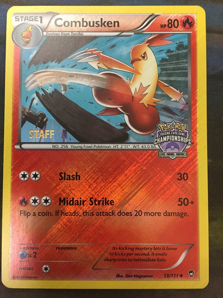 1x Combusken - 13/111 - STAFF State Championship Promo Lightly Played Pokemon Or