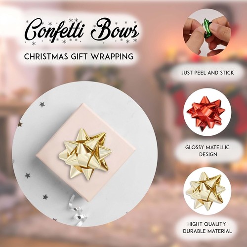 Weihnachten Geschenkpapier Bänder Schleifen Set Pailletten, Geschenkschleifen, Glitzerschleifen Deko - Bild 56 von 108