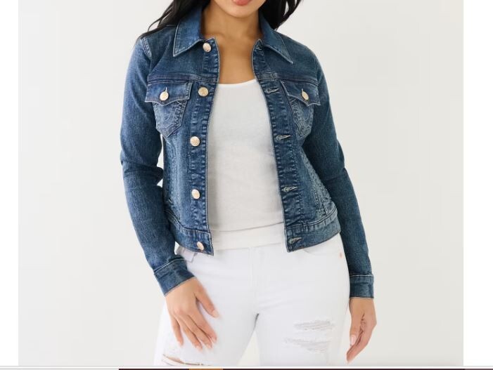 NWT True Religion Single Needle Slim Fit Jesse Denim Jacket Women's Large $159