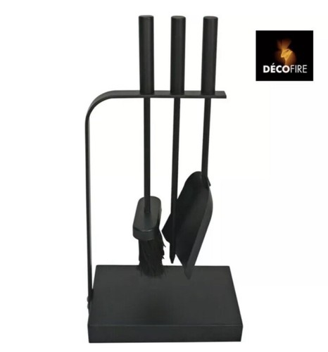 Decofire 3 Piece Fireplace Fire Place Tool Set Shovel Brush Poker Black Steel - Picture 6 of 7