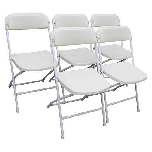 5 Pack White Plastic Commercial Folding Stackable Chairs Plastic + Iron Material - Picture 12 of 24