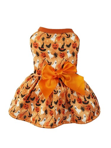 orange dog dress Orange Camper Print Air Mesh Ruffled Harness Dress By Spoiled Dog Designs Camper Print Dress XX-Small