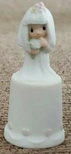1985 Precious Moments White Bride Dress Flower Pink Heart Porcelain Thimble