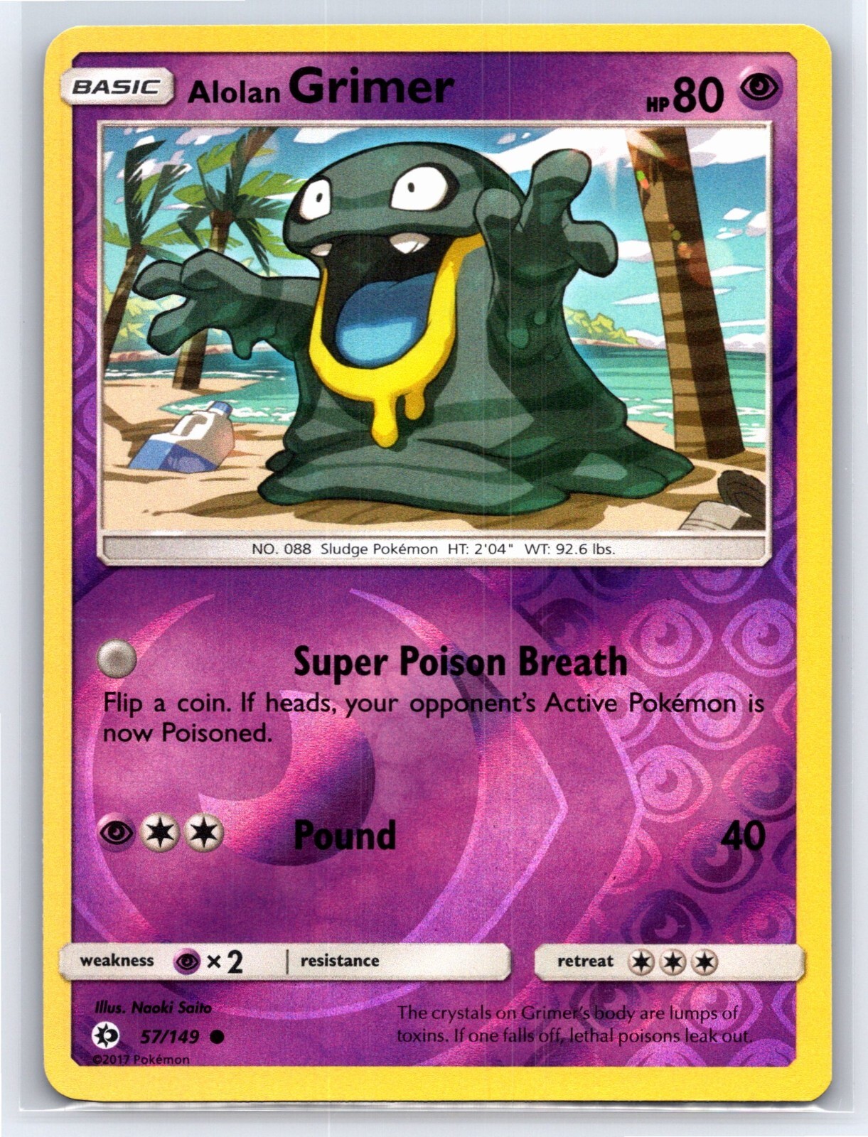 2017 Pokémon TCG Alolan Grimer Sun & Moon Base Set 57/149 Reverse Holo