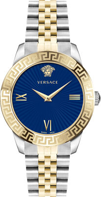 Versace VEVC00719 Greca Signature Lady blau silber gold Edelstahl Damen Uhr NEU