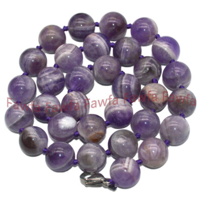 Genuine Natural Purple Striped Amethyst 6/8/10/12mm Round Gems Beads Necklace