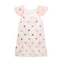 Disney Junior Minnie Mouse Toddler Girl's Foil Hearts Nightgown, Gown NWT Pink