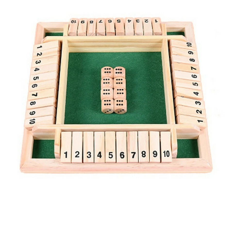 4 Players Shut The Box Dice Game Wooden Board Game Tabletop Party Gift - Image 2 of 4