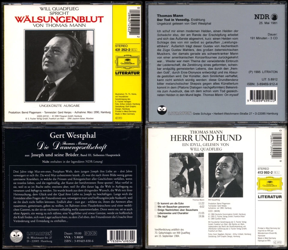 Thomas MANN★4 Hörbuch-CDs★WÄLSUNGENBLUT★DAMENGESELLSCHAFT★TOD…VENEDIG★HERR+HUND★ - Bild 2 von 4