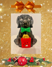 Black lab puppy with gift light up 8.5" ceramic