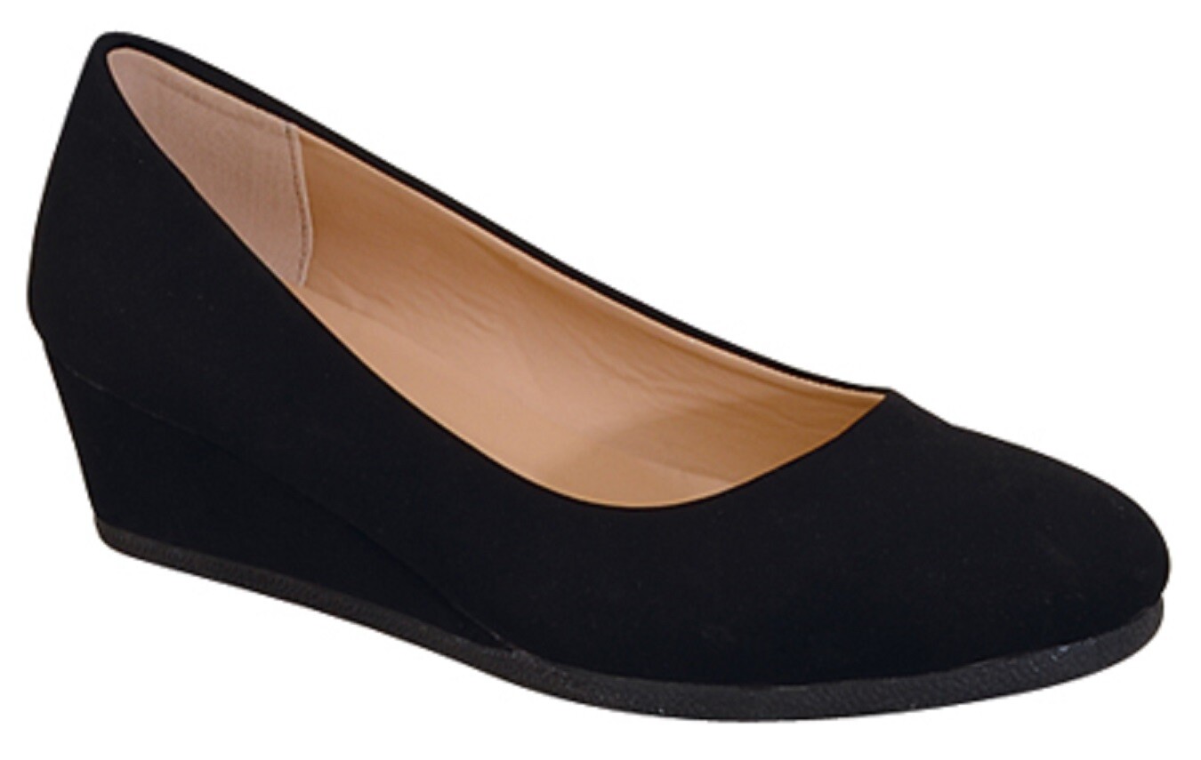 New women round toe low wedge pump flats slip on loafer shoes SIZE 5.5