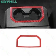 For Ford Raptor F-150 2015-20 Red Carbon Fiber Rear Water Cup Holder Panel Trim