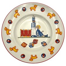 VTG 1980s Tiffany Co TIFFANY TOYS Child s Plate Dish Toy Soldier Dolly Blocks