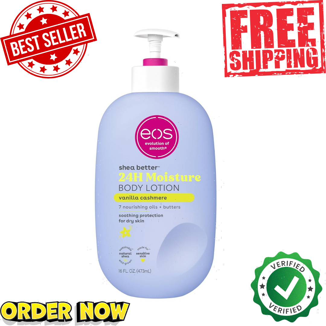 eos Shea Better Body Lotion- Vanilla Cashmere, 24-Hour Moisture Skin Care