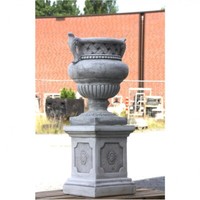 SchÖNe Amphore Mit Sockel Aus Steinguss Neu Frostfest Deko Vase Po-1955Upo-74