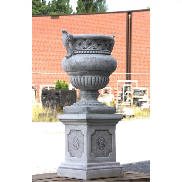 SchÖNe Amphore Mit Sockel Aus Steinguss Neu Frostfest Deko Vase Po-1955Upo-74-image