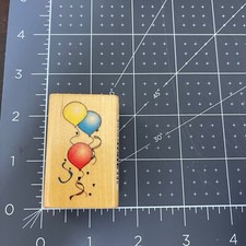 Comotion Party Balloons Rubber Stamp 1989 Wood BL82