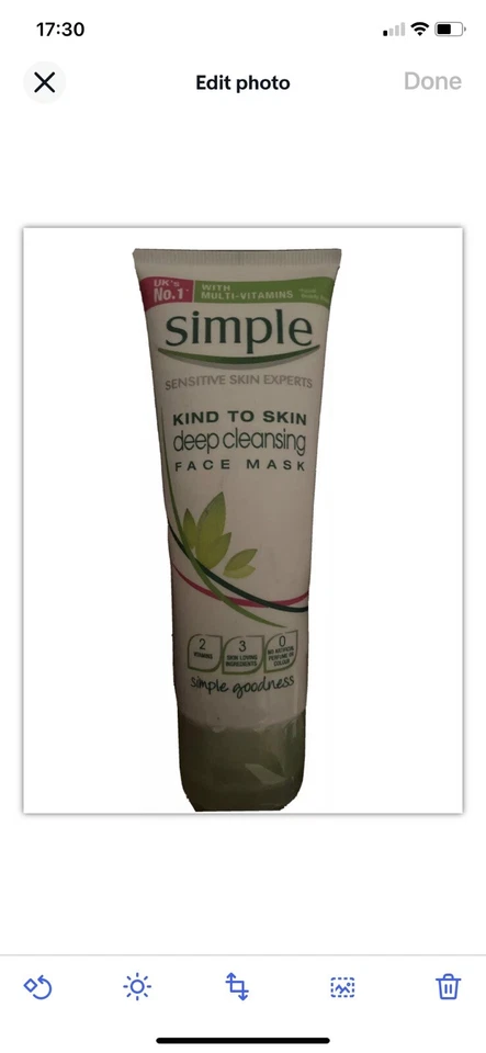 1 X Simple Kind To Skin Deep Cleansing Face Mask Pro-Vitamin B5/Vitamin E ~75ml - Image 4 of 4
