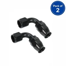 2X AN6 6AN 90 Degree PTFE Teflon Swivel Hose End Fitting Adapter Black
