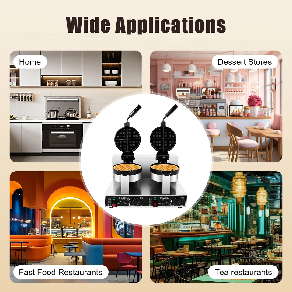 Doppelkopf Waffeleisen Elektrisch Digital Muffinbäcker Waffelmaschine - Bild 2 von 4