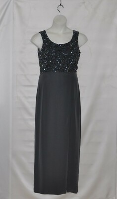 VIE By Victoria Royal Long Formal Dress With Beaded Size 6 Charcoal Grey |  eBay