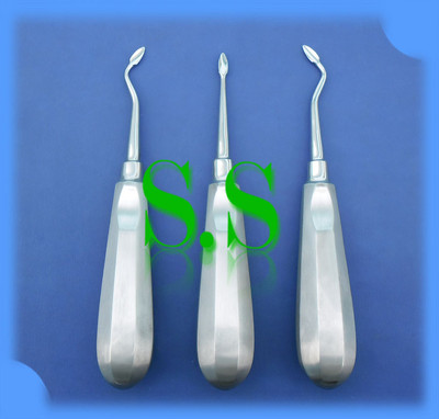 3 DENTAL SURGERY LEFT+RIGHT+STRAIGHT SPADE CONCAVE ROOT ELEVATOR #60L+#60R+#60 
