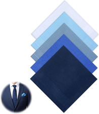 Blue Handkerchiefs for Men, Cotton Navy Blue Pocket Squares for Men Assorted Sol