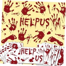 Halloween Window Clings, Bloody Handprint and Footprint Stickers, 12 Style3