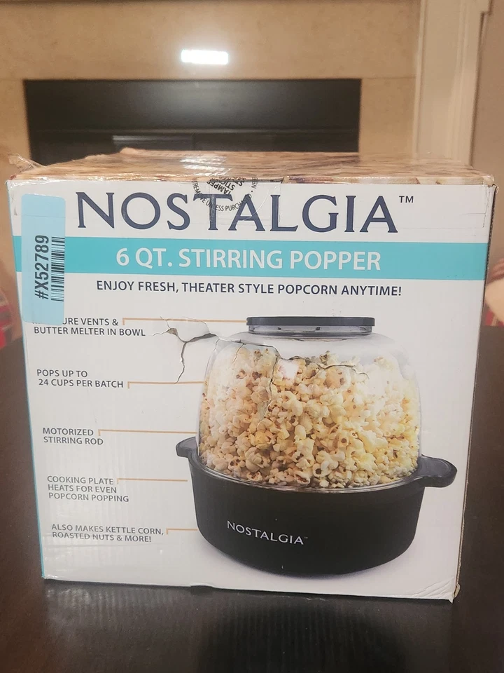 🛍️怀旧 6 夸脱 Stirring Popper – 剧院风格爆米花机 – 全新带盒 — 第 2/4 张图片