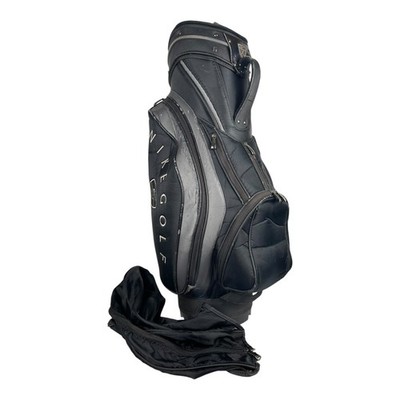 Vintage Nike Golf 8 Way Cart Bag Black And Grey & Original Rain Cover Age Wear