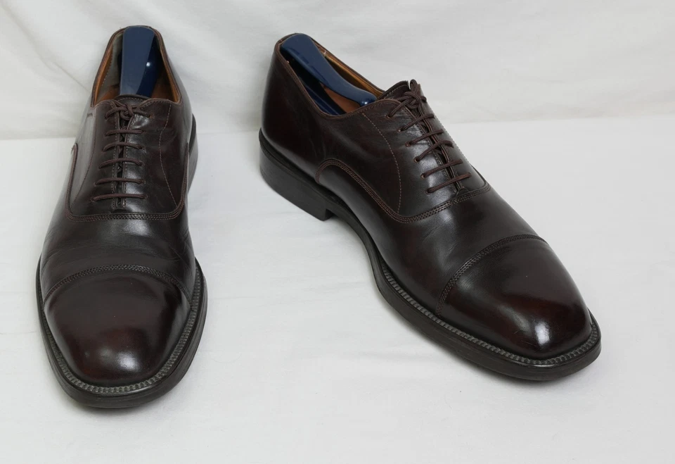 Santoni Italy Brown Cap Toe Casual Dress  Shoes 10 ½  D Retail $750 Mens Leather - Image 4 of 4