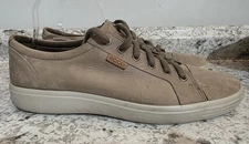 Ecco Mens Soft 7 Shoes Sneakers Leather Lace Up Tan Size 10