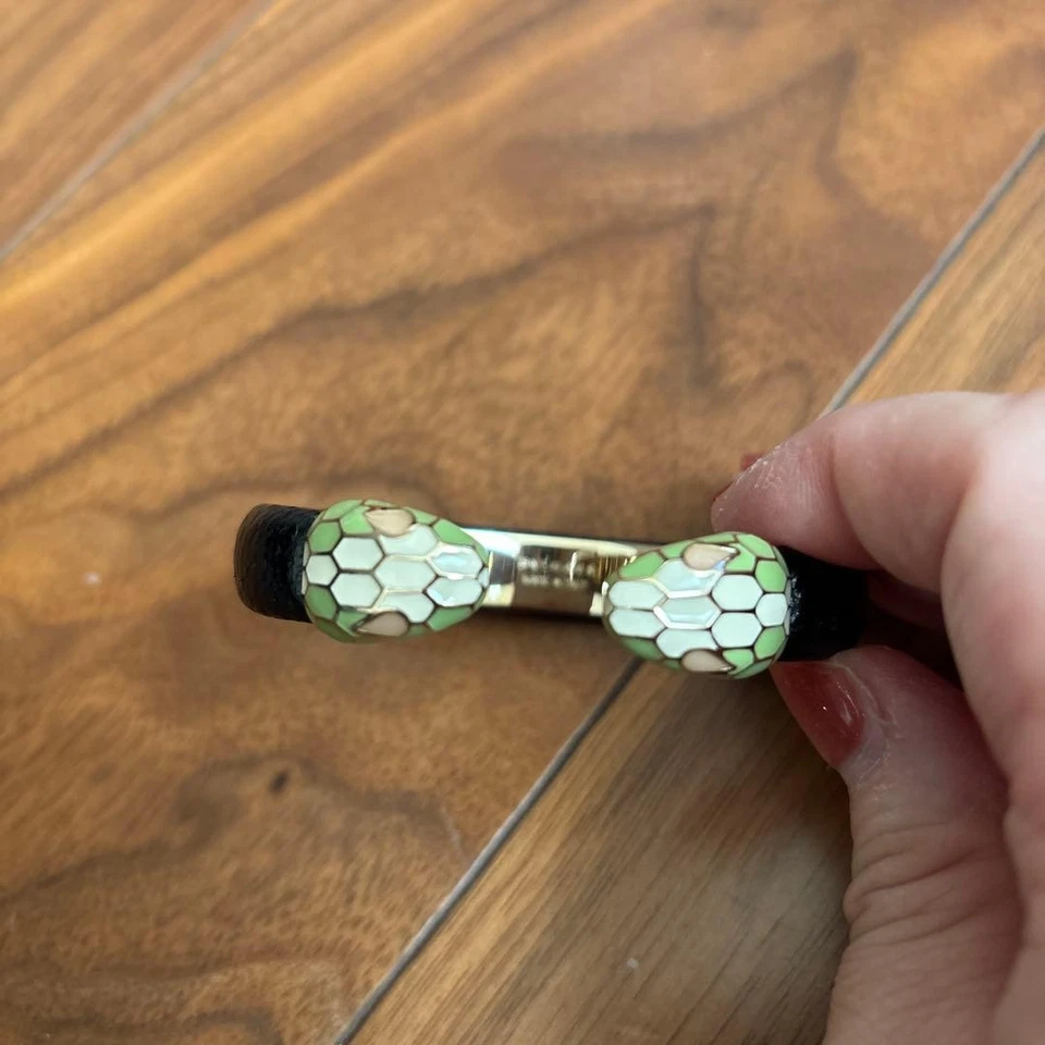 Bvlgari Serpenti Bracelet Bangle Black Snake Light Gold Leather Accessories - Image 3 of 4