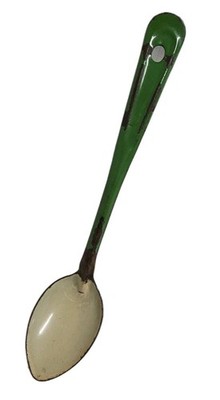 Graniteware Green Big Spoon Stirrer Ladle Long Handle Antique Primitive Vintage 